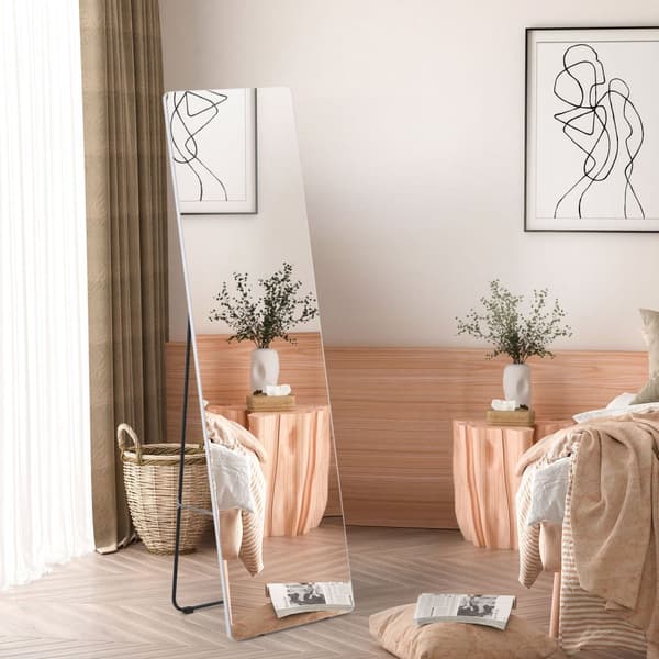Full Lengde Speil Stativ Speil 45 X 160 Cm Veggspeil Garderobe Speil Dressing Speil Soverom Stue Sølv