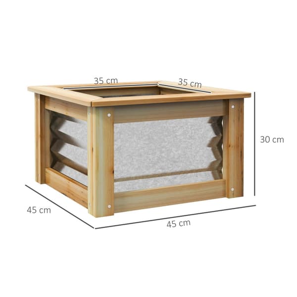 Raised Bed Metal Flower Box Plant Box Med Treramme For Hage Og Balkong Naturlig 45 X 45 X 30 Cm