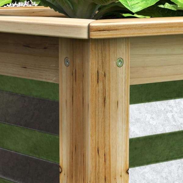 Raised Bed Metal Flower Box Plant Box Med Treramme For Hage Og Balkong Naturlig 45 X 45 X 30 Cm
