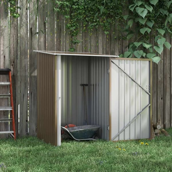 Redskapsbod Laget Av Stål, 0,92 M² Redskapsbod Med Pent Takhageskap Låsbar, Hageskur, 100 X 103 X 160 Cm, Brun