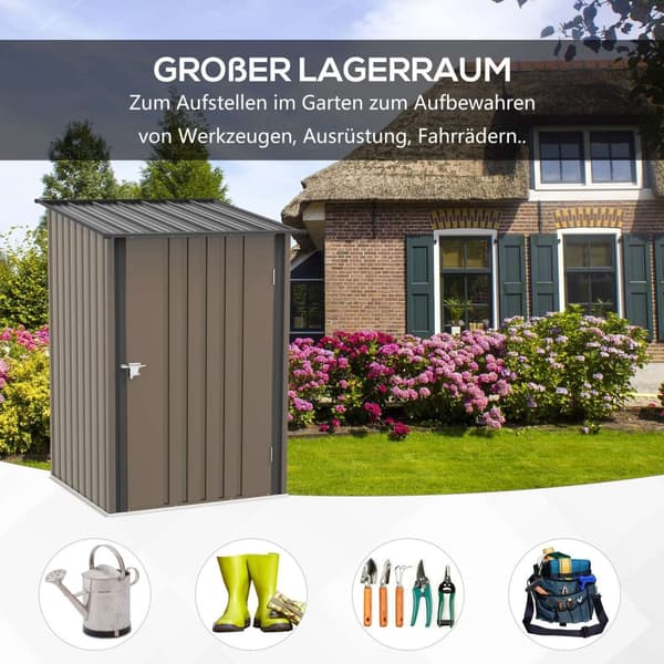 Redskapsbod Laget Av Stål, 0,92 M² Redskapsbod Med Pent Takhageskap Låsbar, Hageskur, 100 X 103 X 160 Cm, Brun