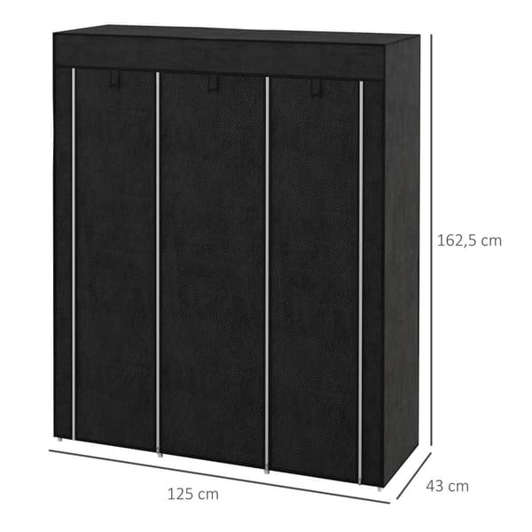 Stofgarderobe Med Bøjlestang, 8 Niveauer, Lysegrå, 125X43X162,5Cm, Pladsbesparende Foldeskab Til Entre