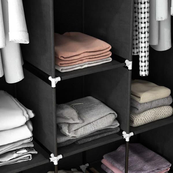 Stofgarderobe Med Bøjlestang, 8 Niveauer, Lysegrå, 125X43X162,5Cm, Pladsbesparende Foldeskab Til Entre