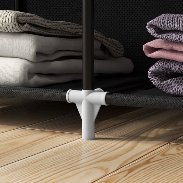 Stofgarderobe Med Bøjlestang, 8 Niveauer, Lysegrå, 125X43X162,5Cm, Pladsbesparende Foldeskab Til Entre