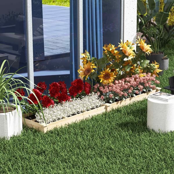 Solrigt Højbed I Træ, Stor Plantekasse Med 2 Rum, Blomsterkasse, Urtebed, Grøntsagsbed Til Haven, Altan, Natur, 237 X 60 X 25 Cm