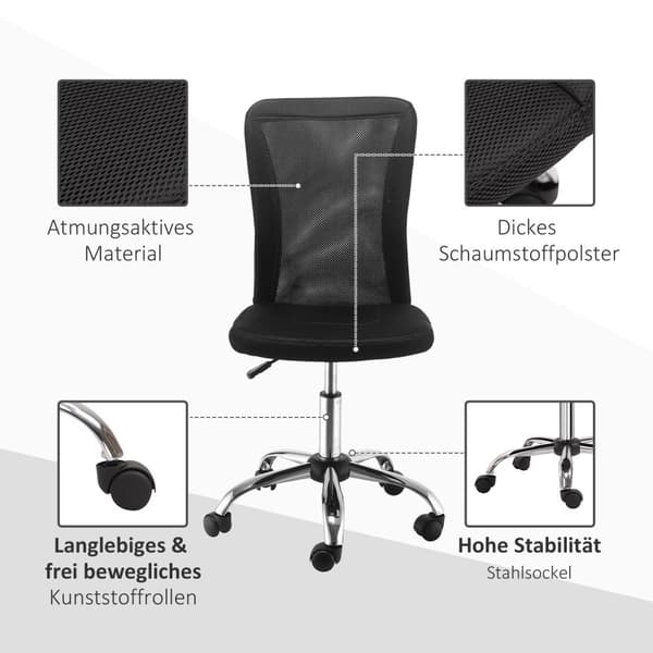Kontorstol Ergonomisk, Høydejusterbar Skrivebordsstol, 360° Med Pustende Ryggstøtte, Lastekapasitet Opptil 100 Kg, Svart