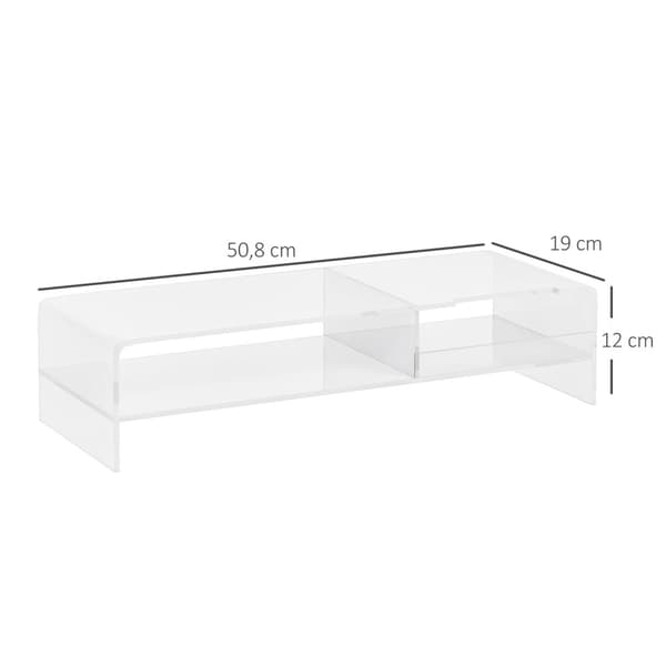 Skjermstativ Skjermstigning Med Oppbevaringsrom, For Skjermer Opptil 24 Tommer, Pc, Bærbar Pc Opptil 5 Kg, Akryl, 50,8X19X12Cm