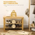 Miniatyrbilde 5 av 10: Skobenk, Skostativ Med 3 Nivåer, Bambusbenk, Garderobebenk For 6 Par Sko, Skooppbevaring, Naturlig, 70 X 28 X 45 Cm