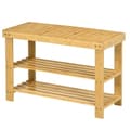 Miniatyrbilde 1 av 10: Skobenk, Skostativ Med 3 Nivåer, Bambusbenk, Garderobebenk For 6 Par Sko, Skooppbevaring, Naturlig, 70 X 28 X 45 Cm