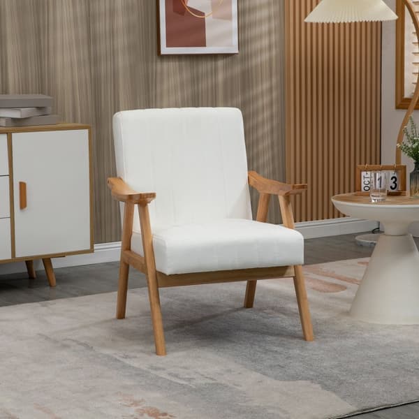 Polstret Lenestol I Fløyelslook Med Armlener, Scandi Design, Krem, 68X74X82Cm