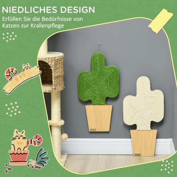 Kissan Raapimismattosarja 2 Juuttiköysi Kissan Raapimislautaa Koukuilla Cactus Design 30 X 60 Cm