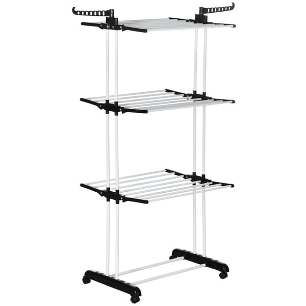 Tøjlufter Tårn Tøjlufter Med Hjul Med 4 Niveauer Stativ Tørretumbler Udvideligt Vasketårn Sort 73 X 45,5 X 177Cm