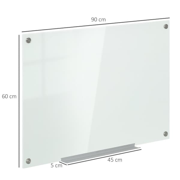 Whiteboard Magnettavle Med 4 Kuglepenne, 6 Magneter, 1 Svamp, Hylde, Staffeli Glastavle, Vægmontering, 90X60Cm
