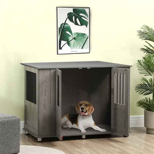 Hundebur Til Hjemmet, Hundebur, Innendørs Hundekennel Med Lås, Magnetisk Dør, Hundehus Med Vindu, Hundeboks For Ekstra Store Hunder, Grå, 116 X 60 X 8