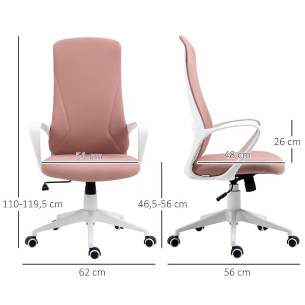Kontorsstol Vippfunktion, Höjdjusterbar Skrivbordsstol, Ergonomisk Datorstol, Stretchtyg, Rosa