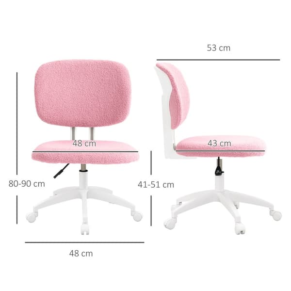 Työtuoli Ergonominen Pöytätuoli Korkeussäädettävä Tietokonetuoli Ilman Käsinojaa Pyörivä Tuoli Velvet Pink