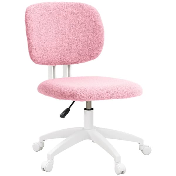 Kontorstol Ergonomisk Skrivebordsstol Højdejusterbar Computerstol Uden Armlæn Drejestol Velvet Pink