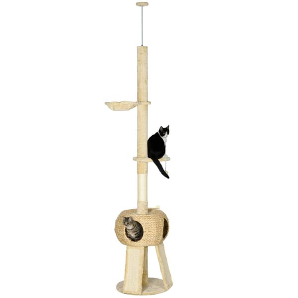 Skrapestolpe Tak Høyt 225-255 Cm Med Kattehule, Lekeball, Hengekøye, Opptil 5 Kg