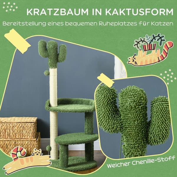 Raapimispylväs 111Cm Kissan Raapimispylväs 2 Kerroksella & Leikkipallolla, Kissoille 10Kg Asti, Sisal, Vihreä