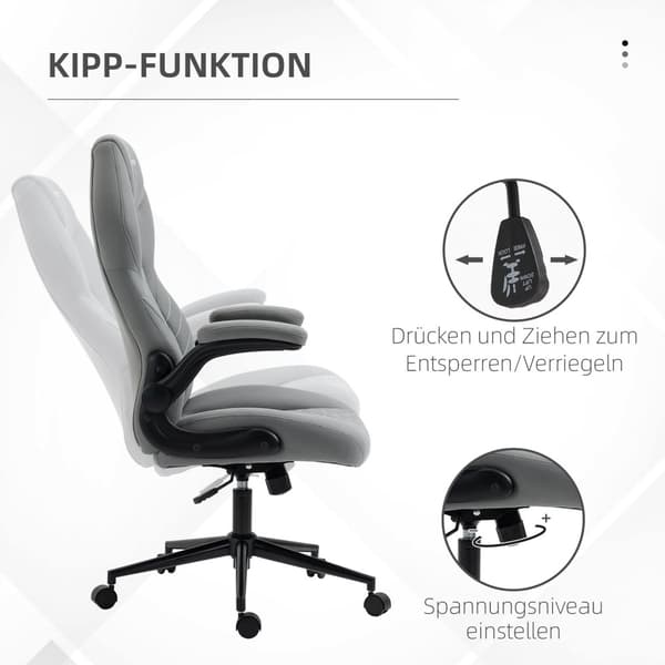 Työtuoli, Ergonominen Työtuoli, Tietokonetuoli Keinutoiminnolla, Säädettävät Käsinojat, Kääntyvä Tuoli Pehmeällä Tyynyllä