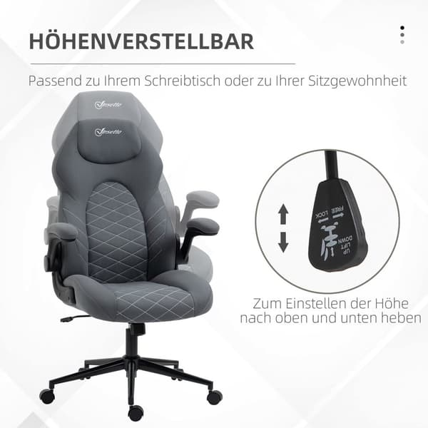 Työtuoli, Ergonominen Työtuoli, Tietokonetuoli Keinutoiminnolla, Säädettävät Käsinojat, Kääntyvä Tuoli Pehmeällä Tyynyllä