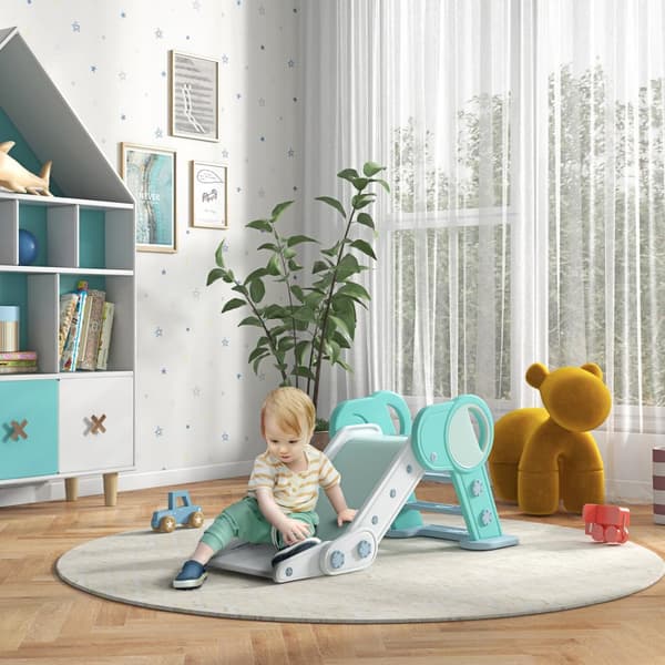 Lasten Liukumäki, Taitettava Puutarhaliukumäki 1,5-3 Vuotta, Sopii Sisä- Ja Ulkokäyttöön, Vihreä Ja Valkoinen