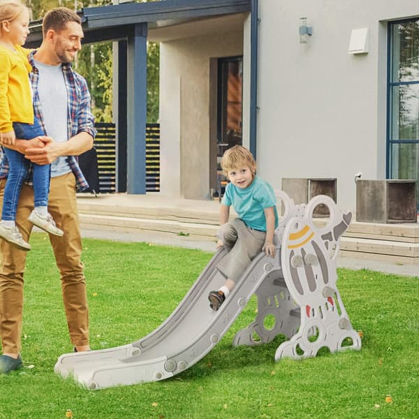 Hagesklie For Barn I 1,5-3 År, Frittstående Med Rakettdesign, Grå Og Hvit