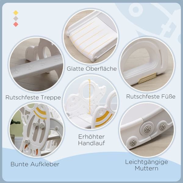 Hagesklie For Barn I 1,5-3 År, Frittstående Med Rakettdesign, Grå Og Hvit
