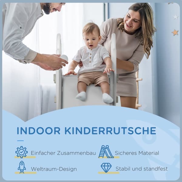 Hagesklie For Barn I 1,5-3 År, Frittstående Med Rakettdesign, Grå Og Hvit