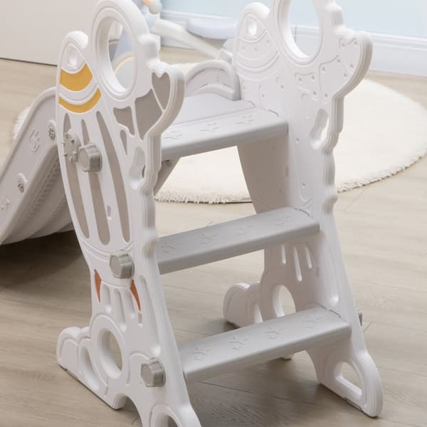 Hagesklie For Barn I 1,5-3 År, Frittstående Med Rakettdesign, Grå Og Hvit