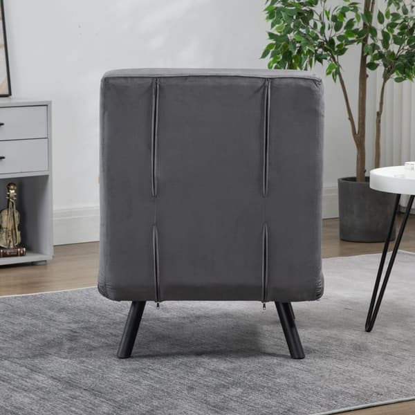 Sovestol, Enkelt Sofa Med Sengefunktion, Afslapningsstol Med Justerbart Ryglæn, Fløjlslook, Mørkegrå