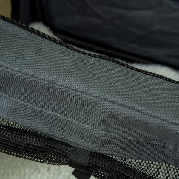Hundepose, Hundeboks Med Nettingvindu, Kattetransportboks Med Pute, Oxford, Grå, For Hunder Opp Til 4 Kg