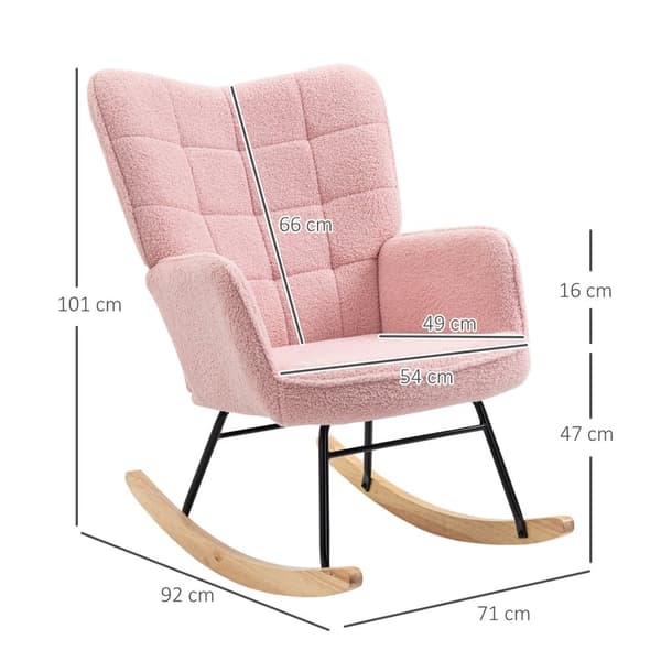 Gyngestol, Gyngestol, Aksentstol, Avslapningsstol, Stuestol For Soverom, Opptil 120 Kg, Imitert Lammeskinn, Rosa