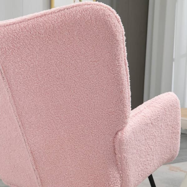 Gyngestol, Gyngestol, Aksentstol, Avslapningsstol, Stuestol For Soverom, Opptil 120 Kg, Imitert Lammeskinn, Rosa