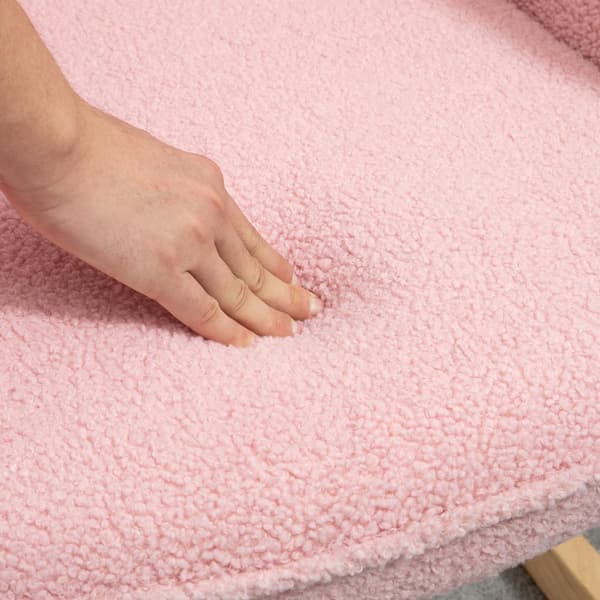 Gyngestol, Gyngestol, Aksentstol, Avslapningsstol, Stuestol For Soverom, Opptil 120 Kg, Imitert Lammeskinn, Rosa