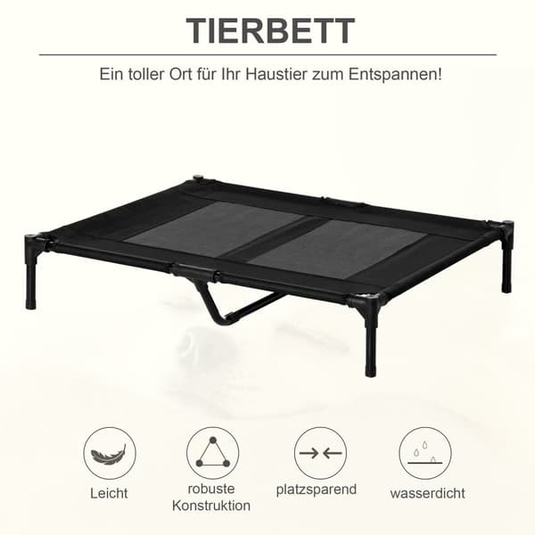 Hundeseng Forhøyet Utendørs Hundeseng Og Hundesofa, Oxford Black, 92X76X18Cm