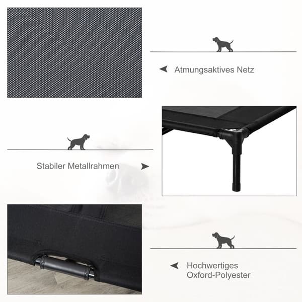 Hundeseng Forhøyet Utendørs Hundeseng Og Hundesofa, Oxford Black, 92X76X18Cm