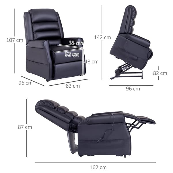 Lænestol Med Ståhjælp, Massagestol Med Liggefunktion, Afslapningsstol Med Usb-Port, Ståstol Med Fjernbetjening, Varmefunktion