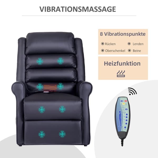 Lænestol Med Ståhjælp, Massagestol Med Liggefunktion, Afslapningsstol Med Usb-Port, Ståstol Med Fjernbetjening, Varmefunktion
