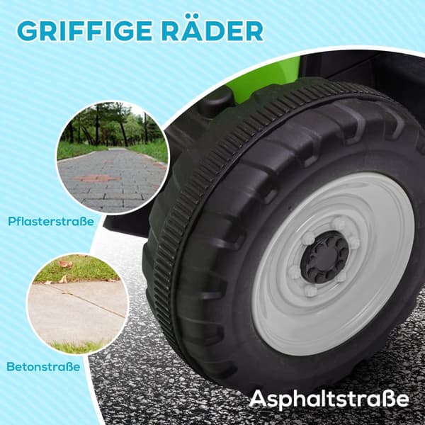 El-Traktor Med Trailer, Børne-Elbil Med Fjernbetjening, Børne-Køretraktor Med Mp3-Funktion, Forlygte