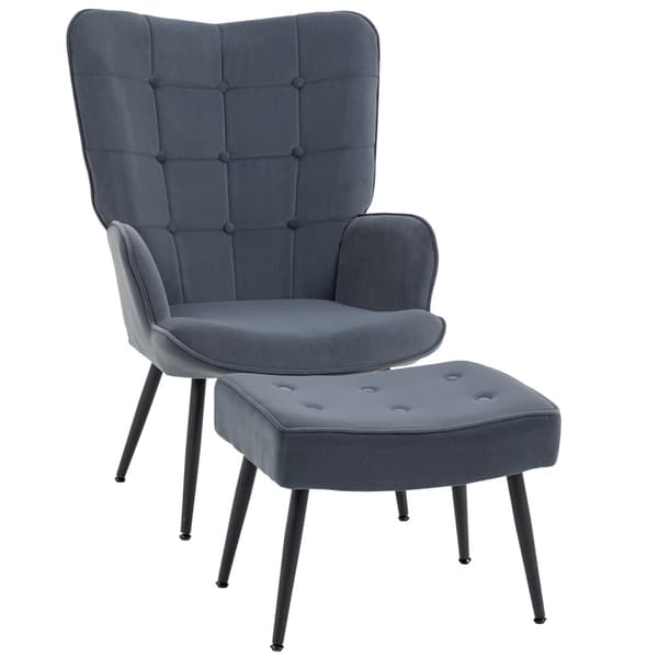 Relax Stol Fløyelstrekk Armlener Fotskammel Spisestuestol Relax Stol