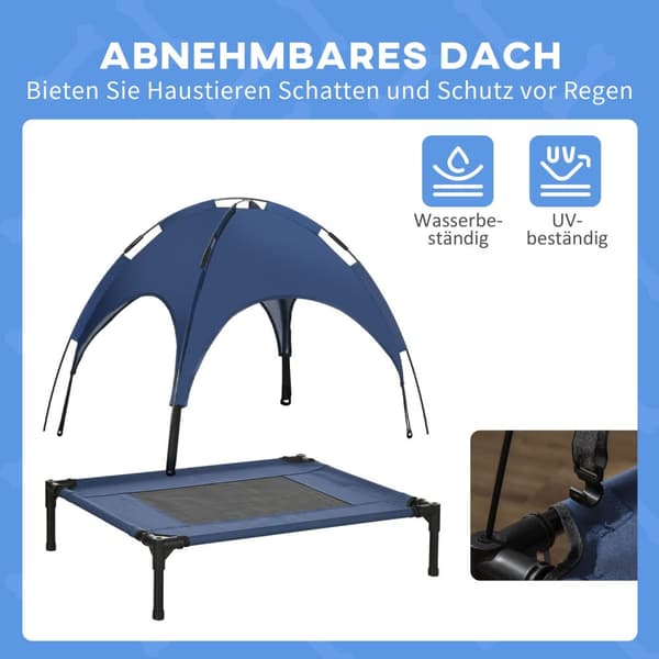 Pet Bed Outdoor Katos Korotettu Mesh Uv-Suoja Tummansininen Keskikokoiset Koirat