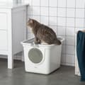 Miniatyrbild 3 av 10: Kattsandlåda Med Lock, Kattlåda Med Skopa, Upp Till 5 Kg, Inomhus, Plast, Grå+Vit, 44X55X39Cm
