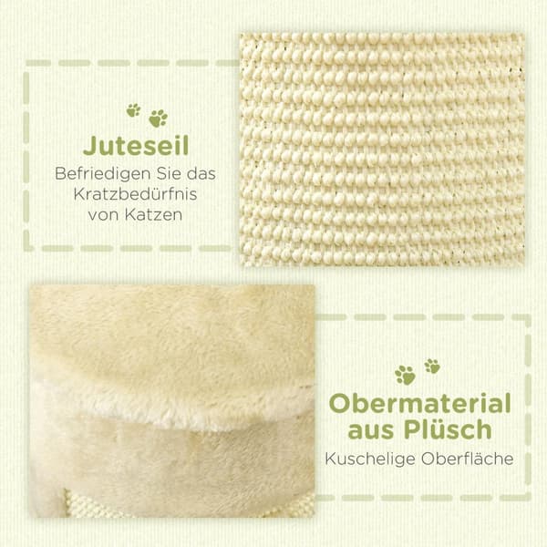 Hjørne Skrapestolpe 58 Cm Skrapestolpe For Katter Med Skrapekule, Laget Av Sisal, Kremhvit