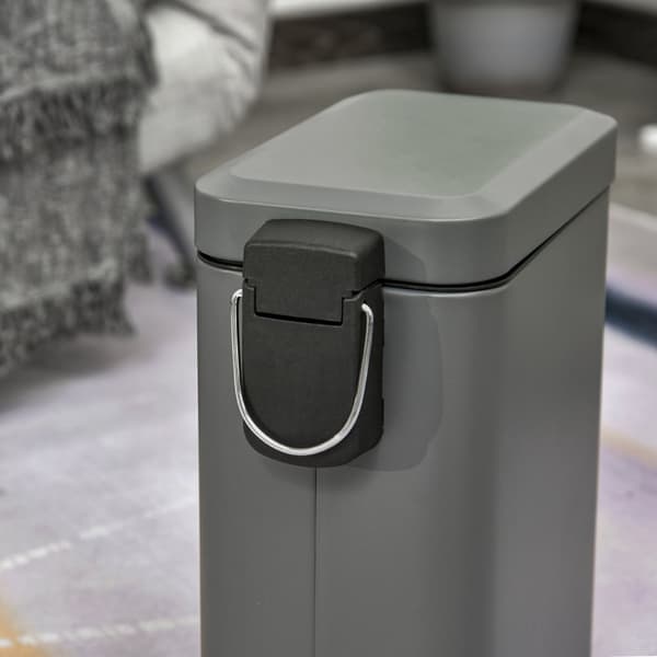 Søppelbøtte 5L Pedalbøtte Med Lokk Og Fotpedal, Innerbeholder, Metall, Grå, 29,2X14X32 Cm, For Stue, Kontor