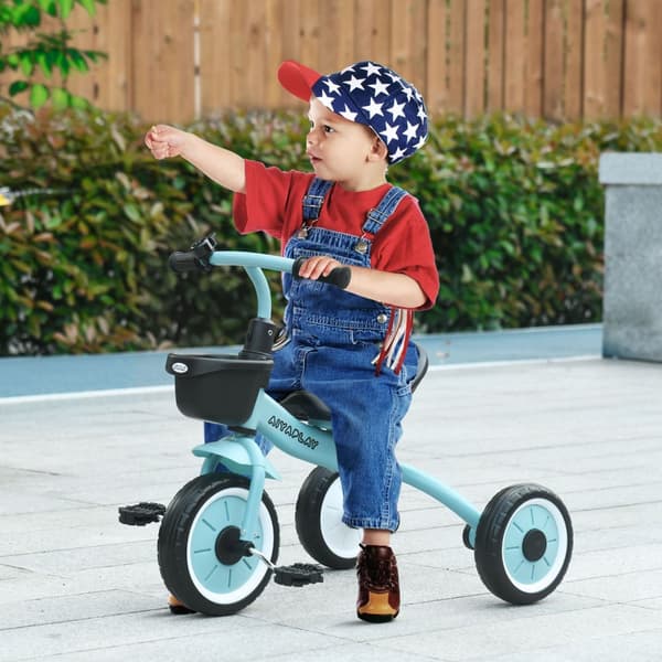 Trehjuls Barnesykkel Med Justerbart Sete, Balansesykkel Med Kurv Og Ringeklokke, Pedaler, For 2-5 År