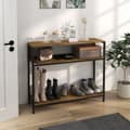 Miniatyrbillede 3 af 10: Konsolbord Med 2 Hylder, Gangkonsol Med Tipsikring, Skohylde, Metal, Brun, 100X29,5X90 Cm