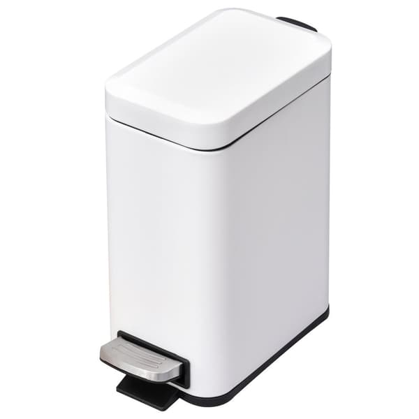 Søppelbøtte 5L Pedalbøtte Med Lokk Og Fotpedal, Innerbeholder, Metall, Hvit, 29,2X14X32 Cm, For Stue, Kontor