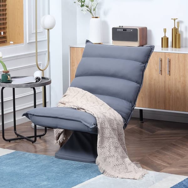 Gulvsofa Gulvstol Med Justerbar Ryggstøtte, Dreibar Meditasjonsstol, Avslapningsstol, Mikrofiberklut, Grå, 62X62X95 Cm