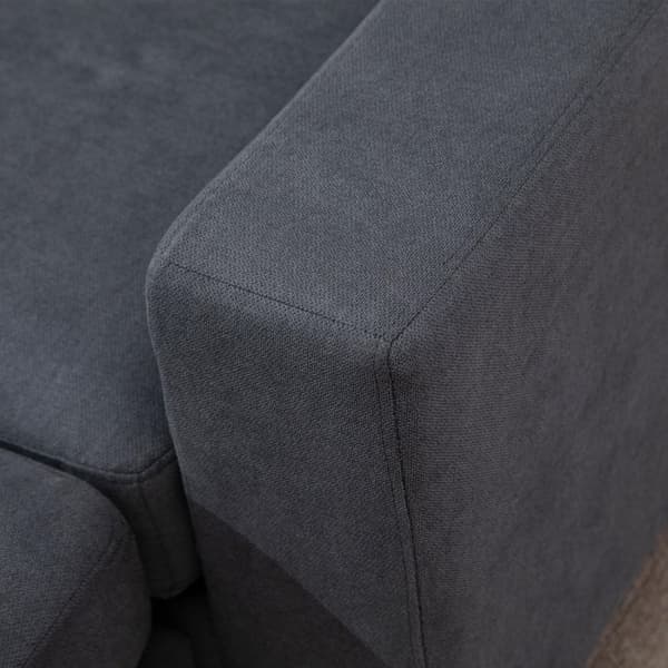 Hjørnesofa I L-Form Grå Hjørnesofa Med Sjeselong, Linlook, For 3 Personer, 93X136X85Cm